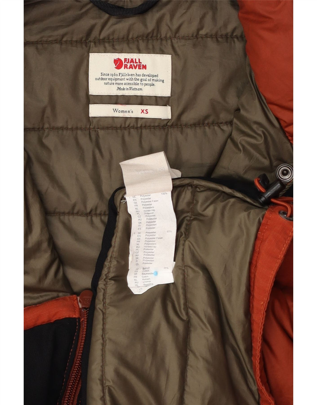 Fjall Raven Dame Polstret Jakke UK 6 XS Orange Polyester