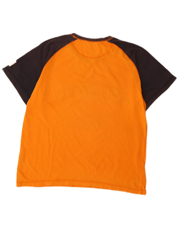 Champion Mens Graphic T-Shirt Top Large Orange Colourblock Cotton