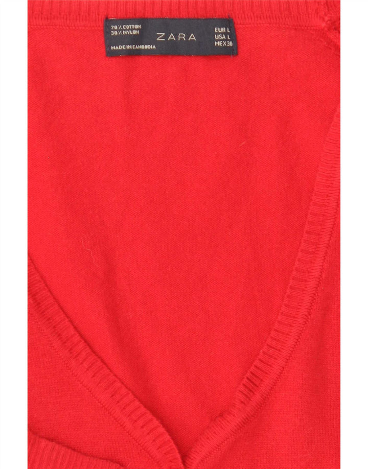 Zara Dame Cardigan Sweater UK 14 Large Red