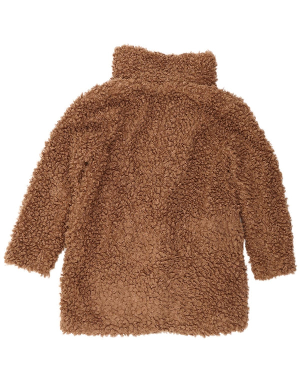 Zara Dame Oversized Faux Fur Overcoat UK 14 Medium Brown