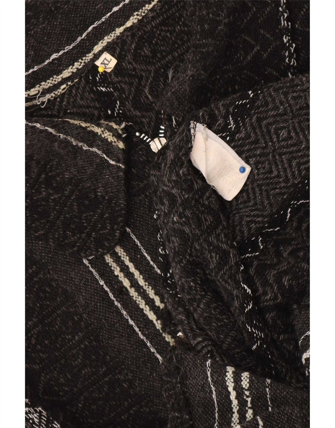 Vintage herre cardigan sweater XL sort geometrisk uld Aztec