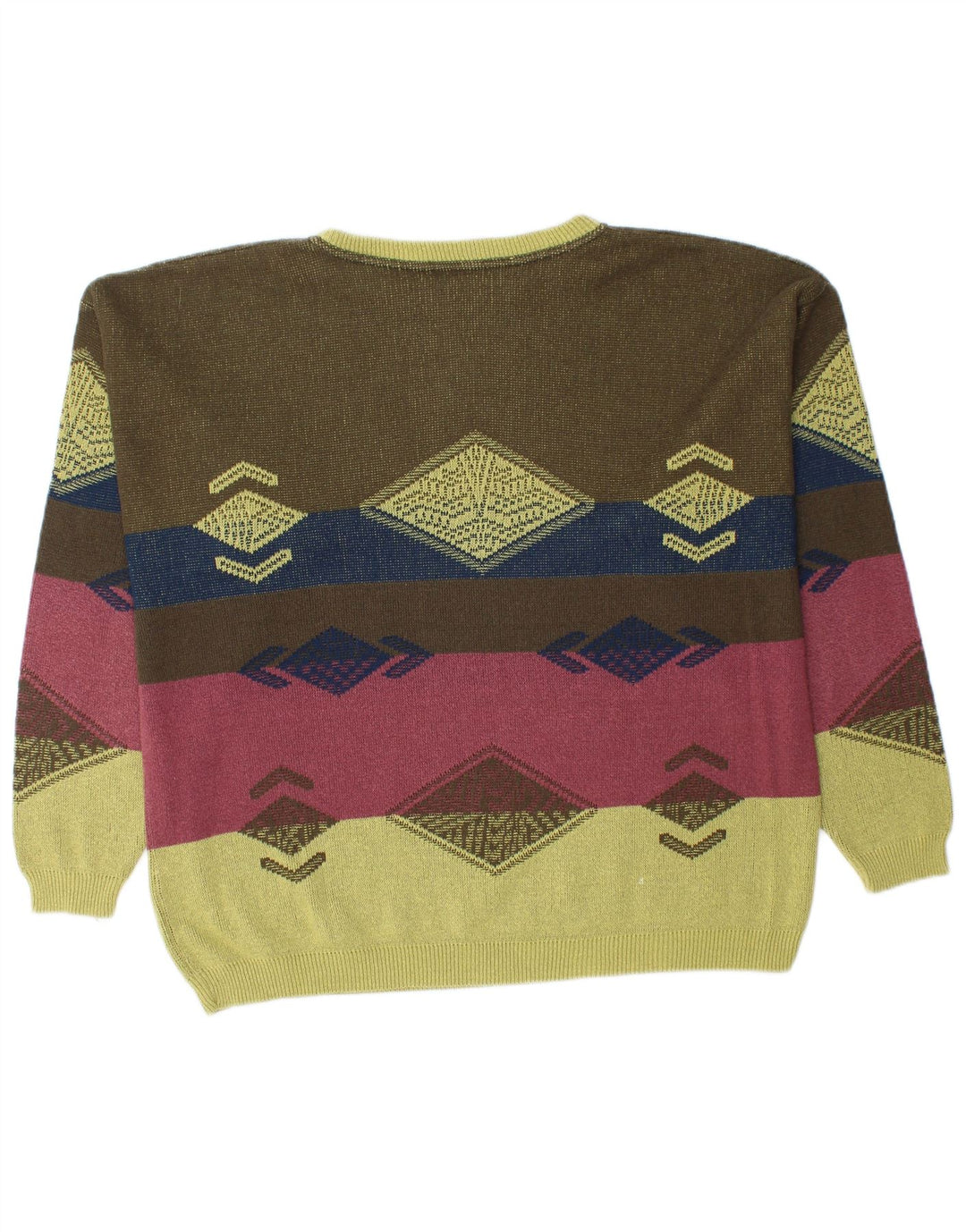 VINTAGE Herre sweater med rund hals IT 50 Medium Grøn Geometrisk