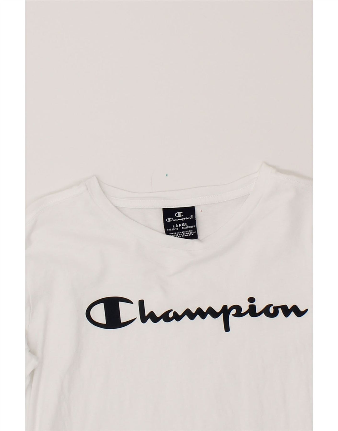 CHAMPION Boys Graphic Top Long Sleeve 11-12 Years Large White Cotton Vintage Champion and Second-Hand Champion from Messina Hembry 