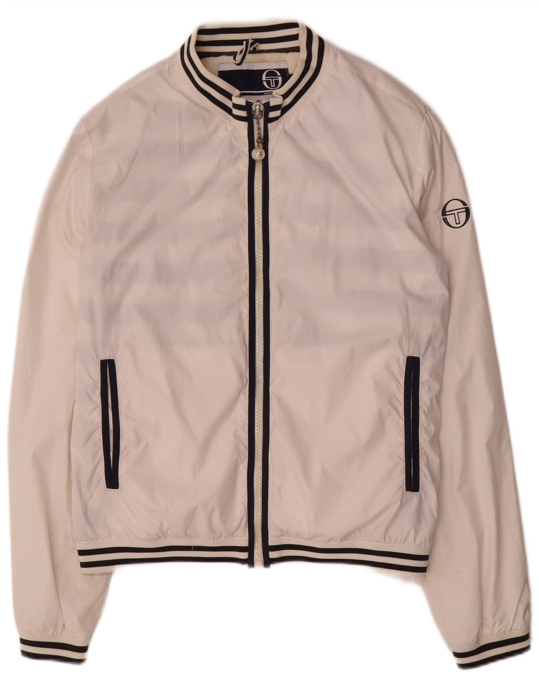 Sergio Tacchini Dame træningsdragt Top jakke US 12 Stor hvid stribet