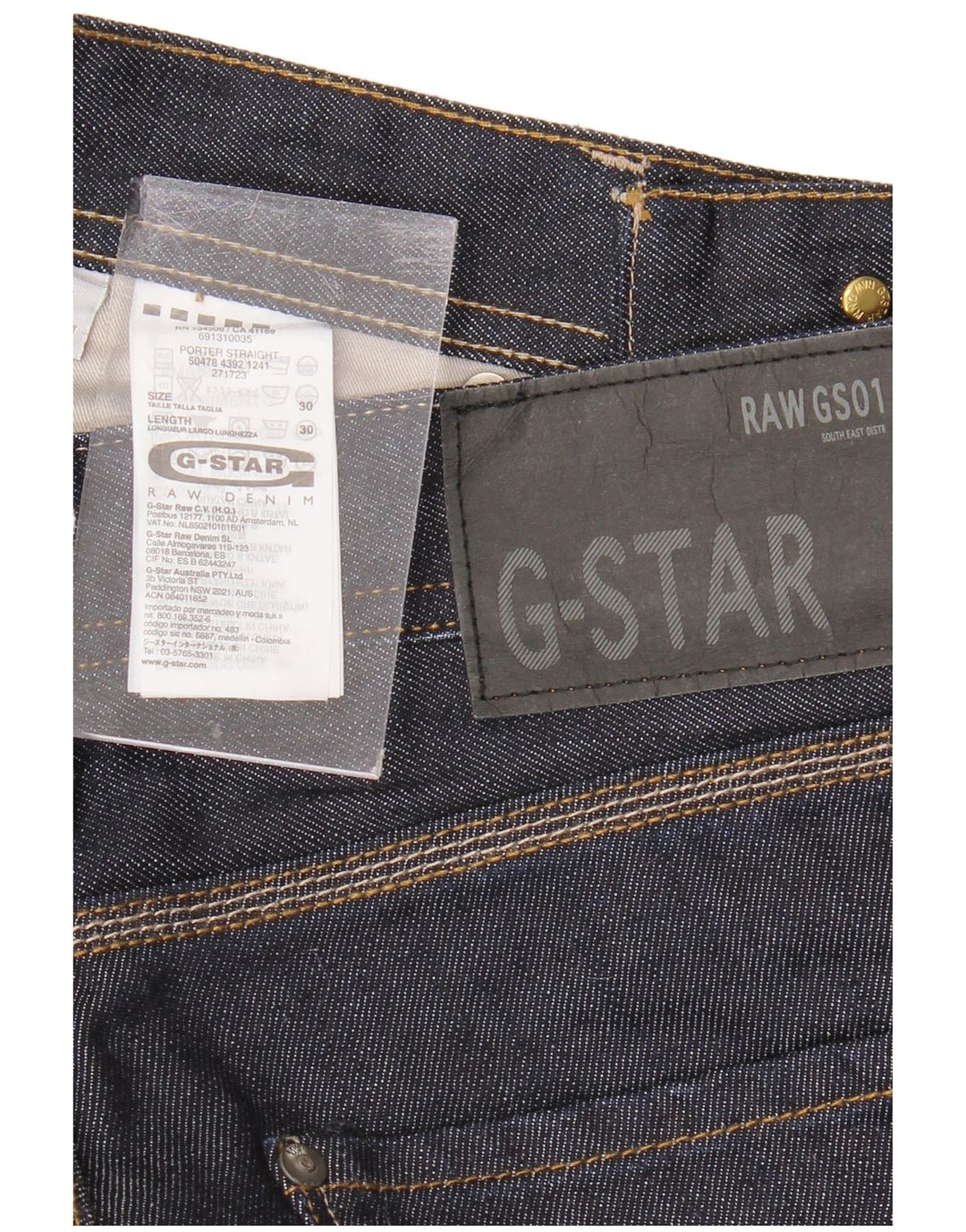 G-STAR Straight Jeans til mænd W30 L30 Marineblå Bomuld