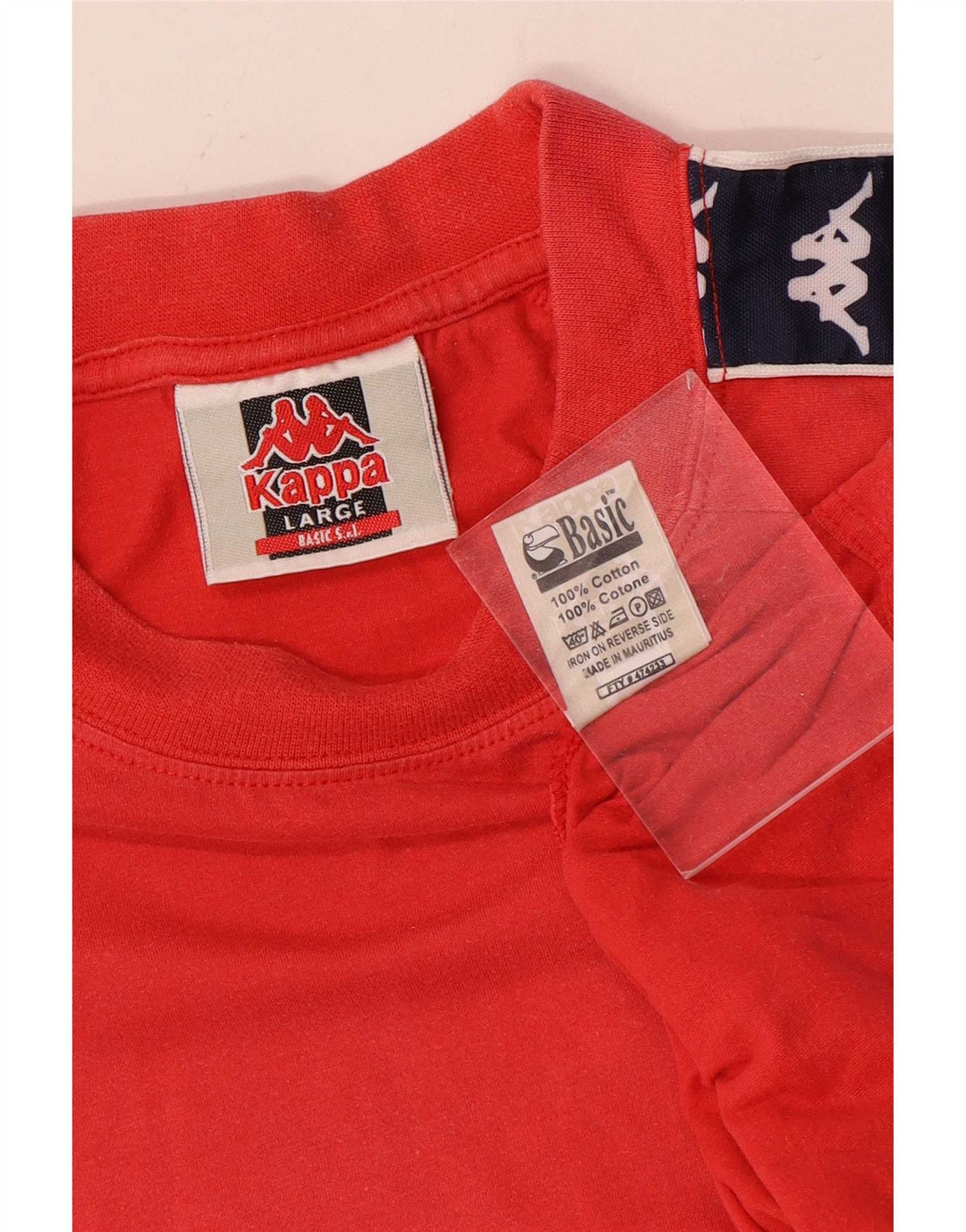 Kappa Herre grafisk T-shirt Top Stor Rød Colourblock Bomuld