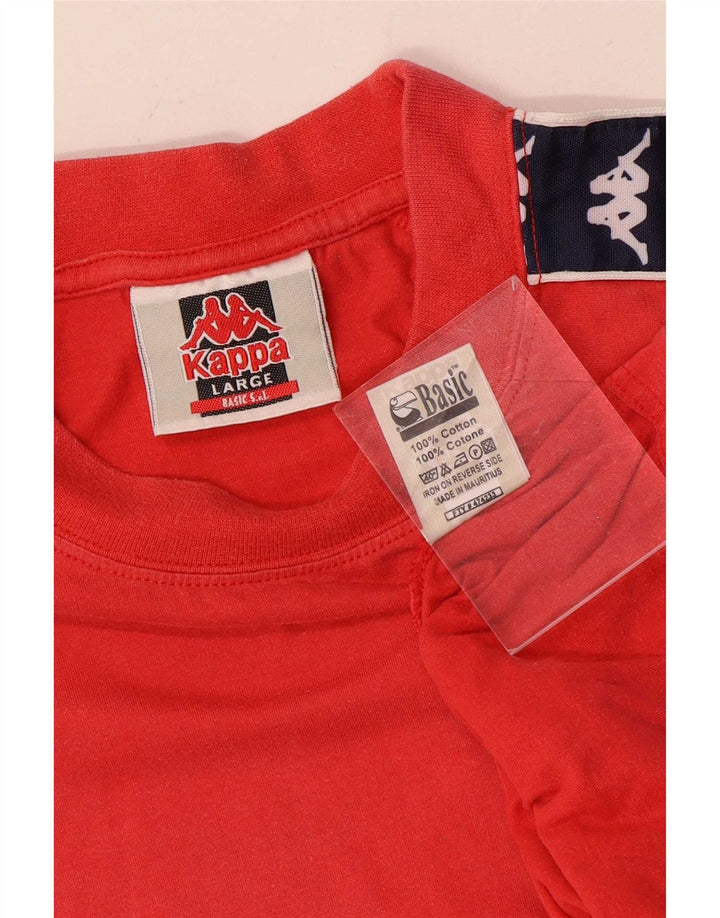 Kappa Herre grafisk T-shirt Top Stor Rød Colourblock Bomuld