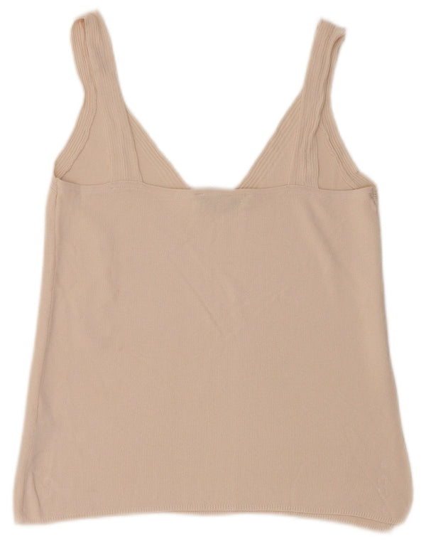 Zara Womens Crop Cami Top UK 14 Large Beige Viscose
