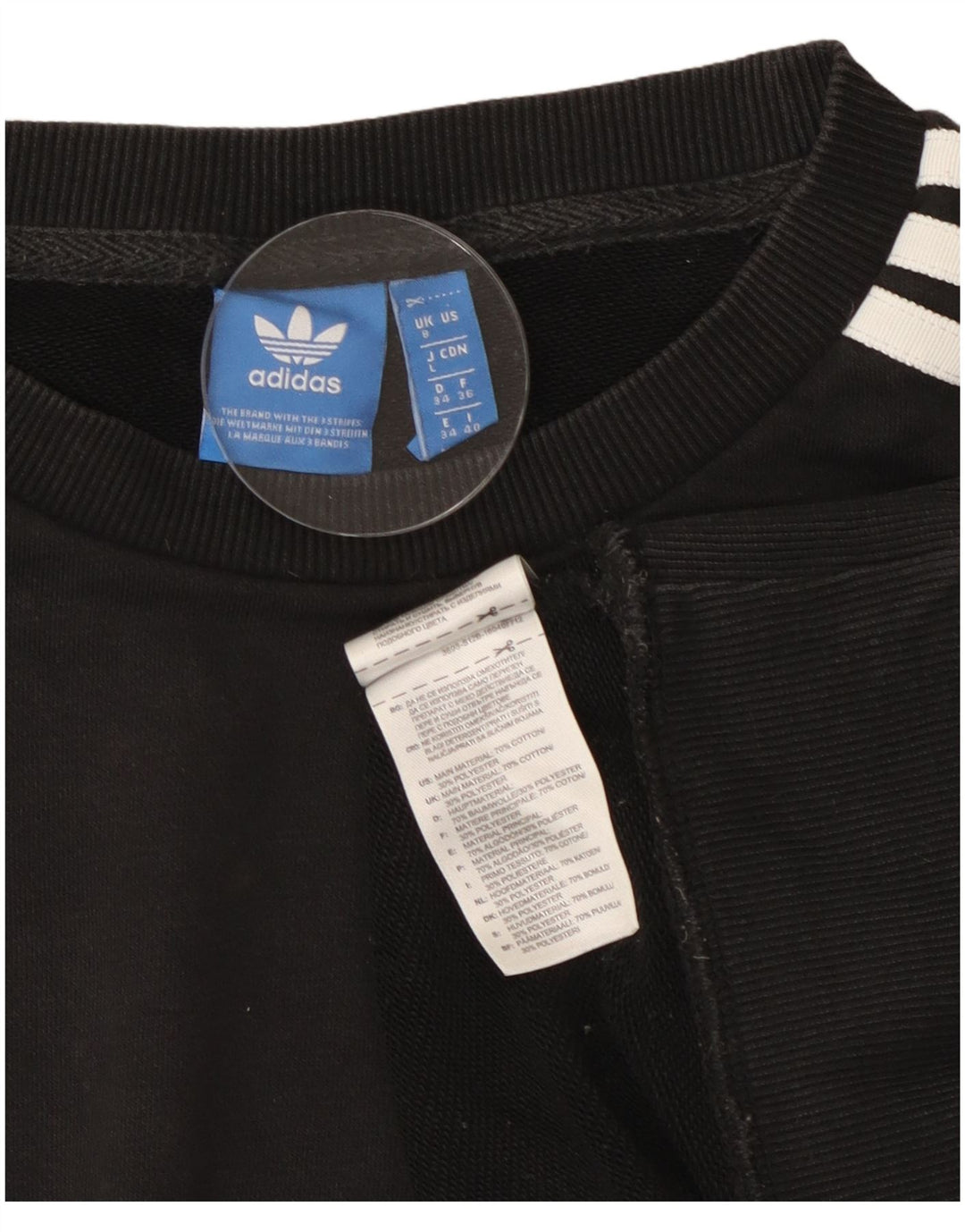 Adidas Dame Oversized Sweatshirt Jumper UK 8 Small Black Bomuld