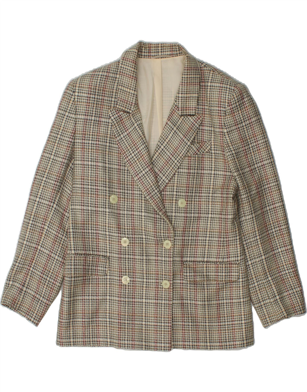 ST MICHAEL Womens Blazer Jacket UK 12 Medium Grey Houndstooth Vintage St Michael and Second-Hand St Michael from Messina Hembry 
