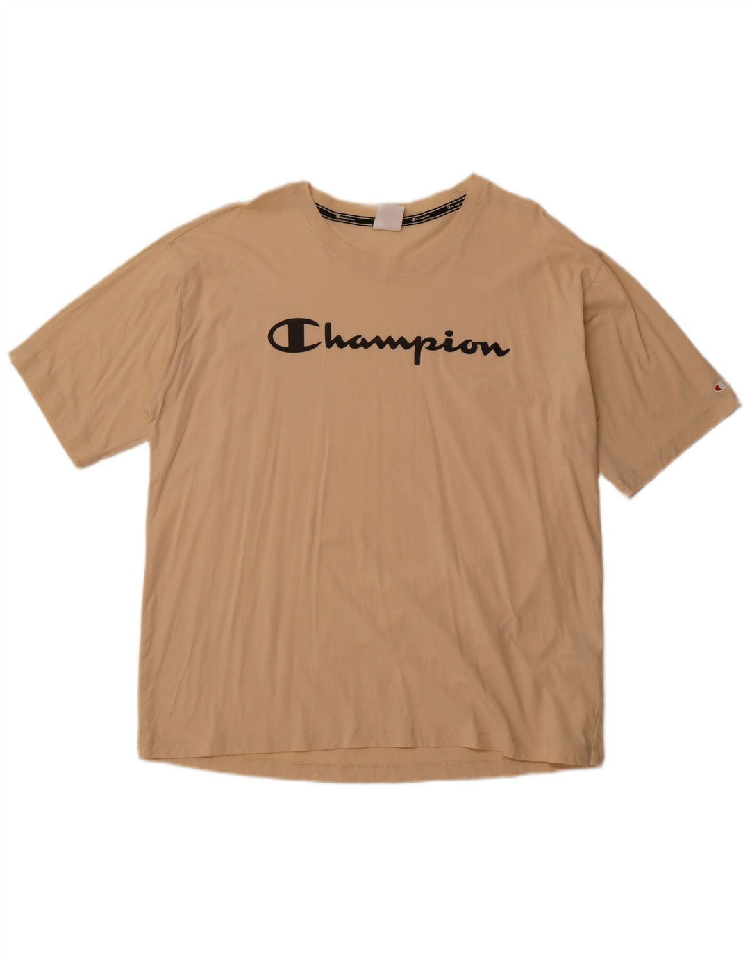 CHAMPION Dame Grafisk T-Shirt Top UK 20 2XL Beige Bomuld
