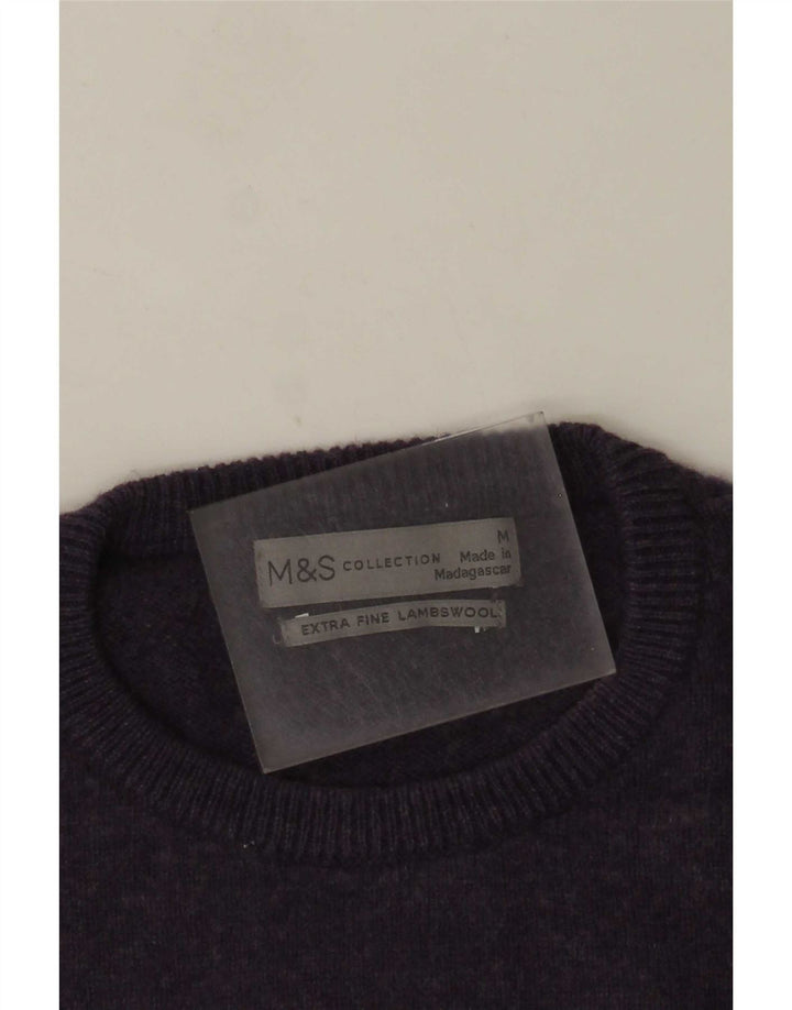 Marks & Spencer Herre sweater med rund hals, medium lilla lammeuld