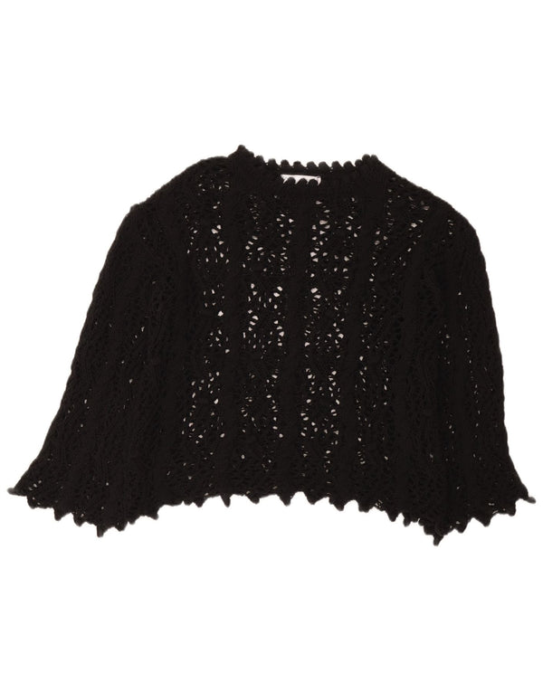 Zara Hæklet Bluse Top UK 10 Lille Sort