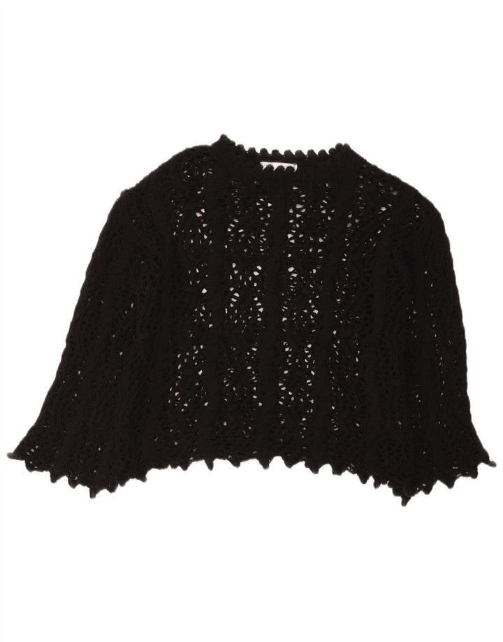 Zara Hæklet Bluse Top UK 10 Lille Sort