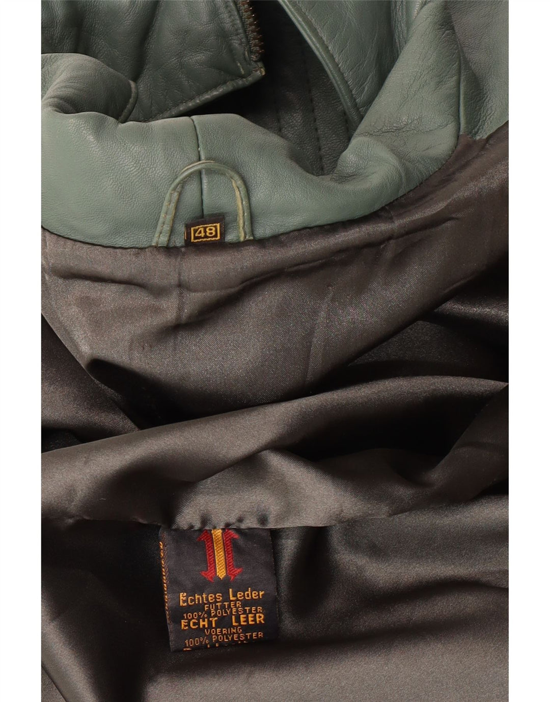 VINTAGE Womens Oversized Leather Coat IT 48 XL Green Leather