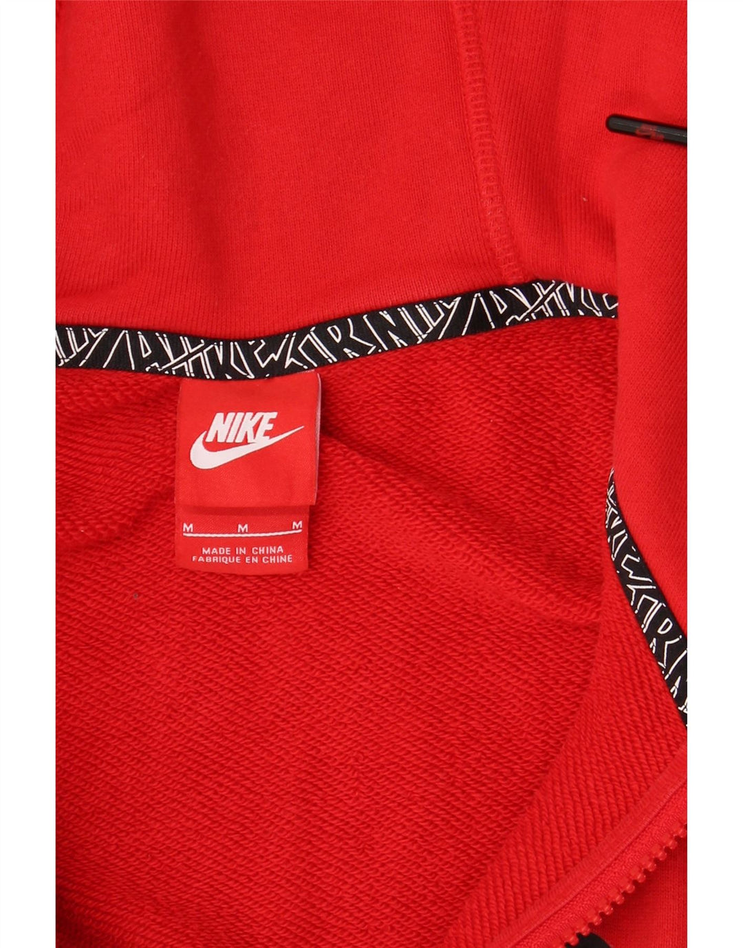 NIKE grafisk hættetrøje med lynlås til mænd Medium rød bomuld