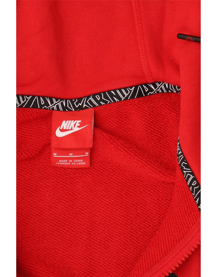 NIKE grafisk hættetrøje med lynlås til mænd Medium rød bomuld