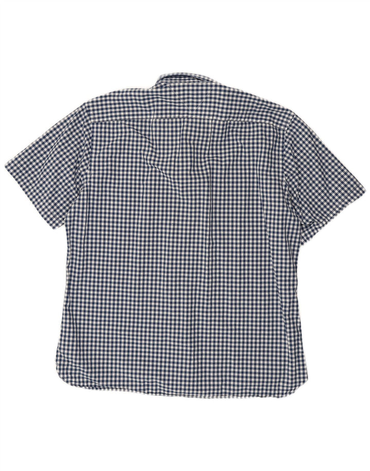 TOMMY HILFIGER Herre Custom Fit kortærmet skjorte XL marineblå Gingham