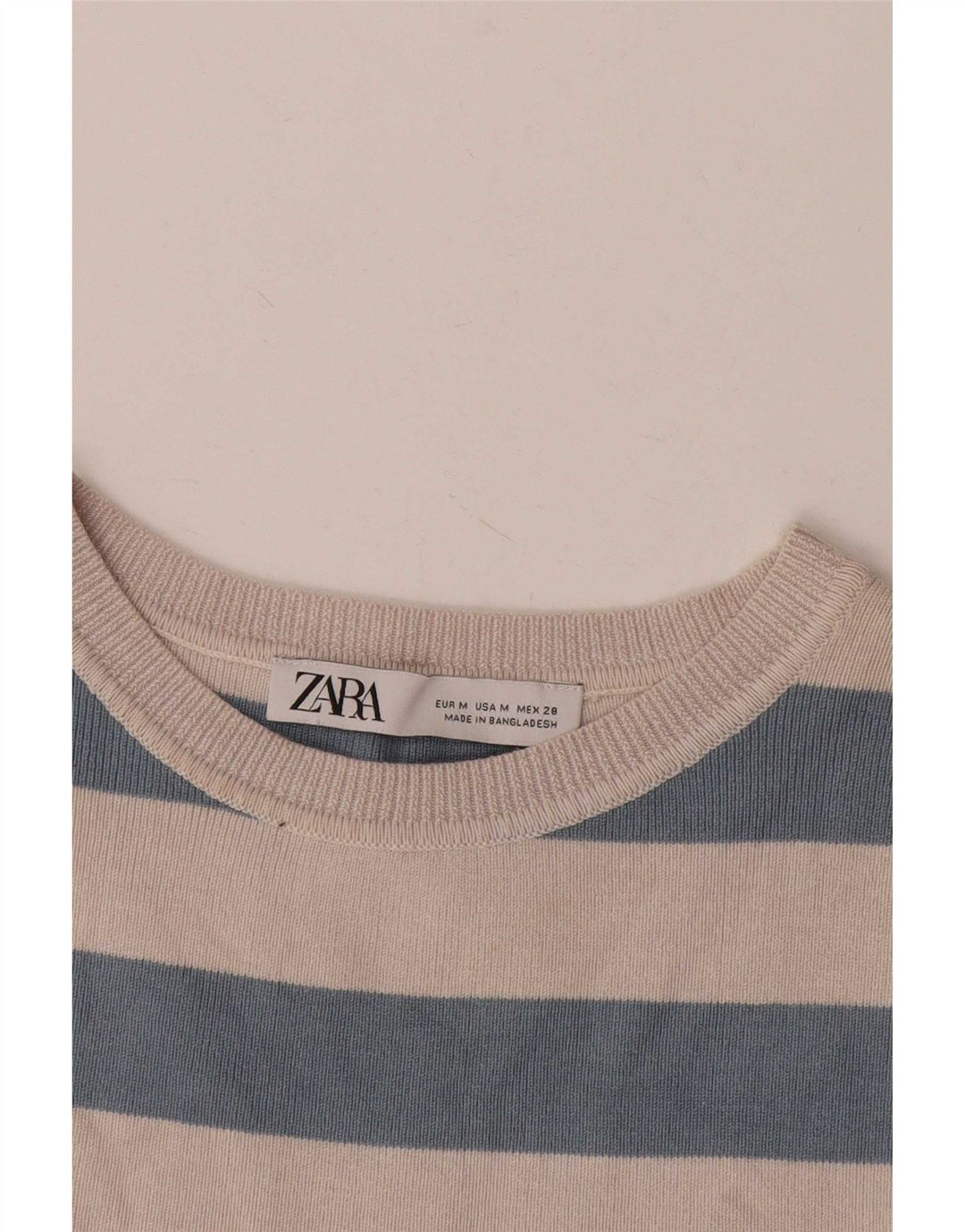 Zara Womens Crop Vest Top UK 12 Medium Beige Stribet