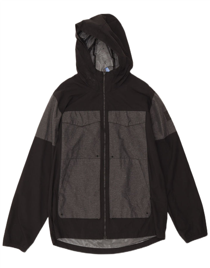 ADIDAS Regnjakke med hætte til mænd UK 38 Medium Sort Colourblock Polyester