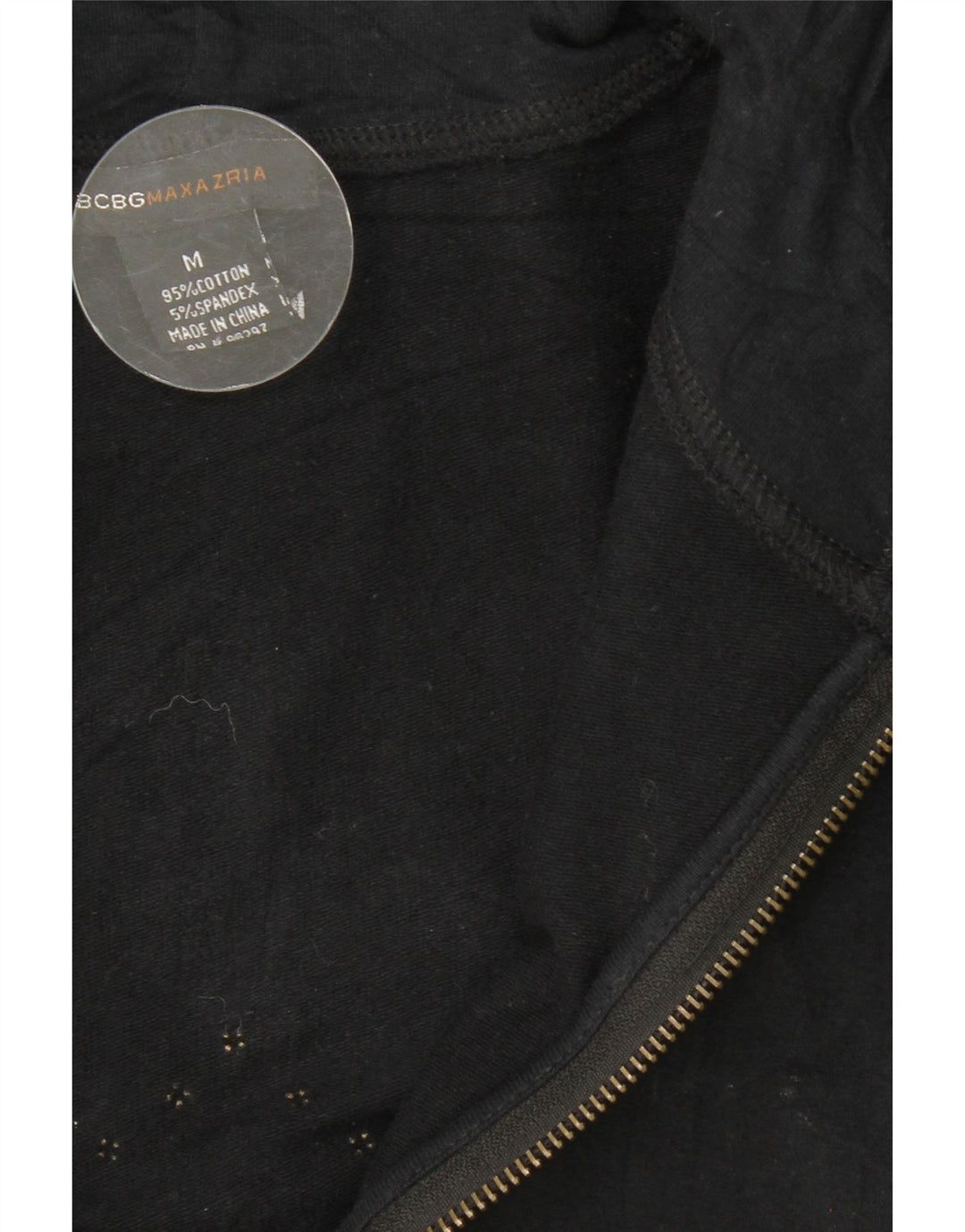 BCBGMAXAZRIA Womens Longline Graphic Zip Hoodie Sweater UK 12 Medium Black Vintage BCBGMAXAZRIA and Second-Hand BCBGMAXAZRIA from Messina Hembry 