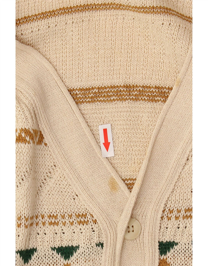 VINTAGE Herre cardigan sweater Medium Beige Fair Isle Bomuld