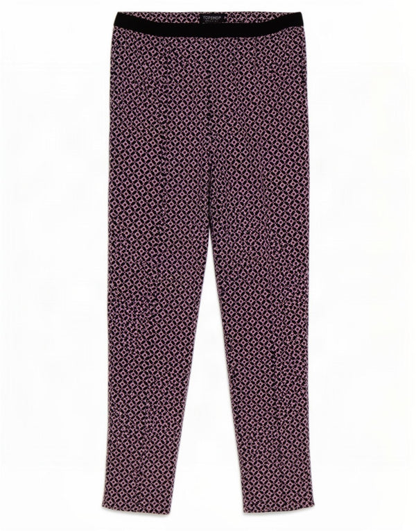 Topshop Womens Slim Casual Trousers UK 10 Small W30 L27 Purple Geometric
