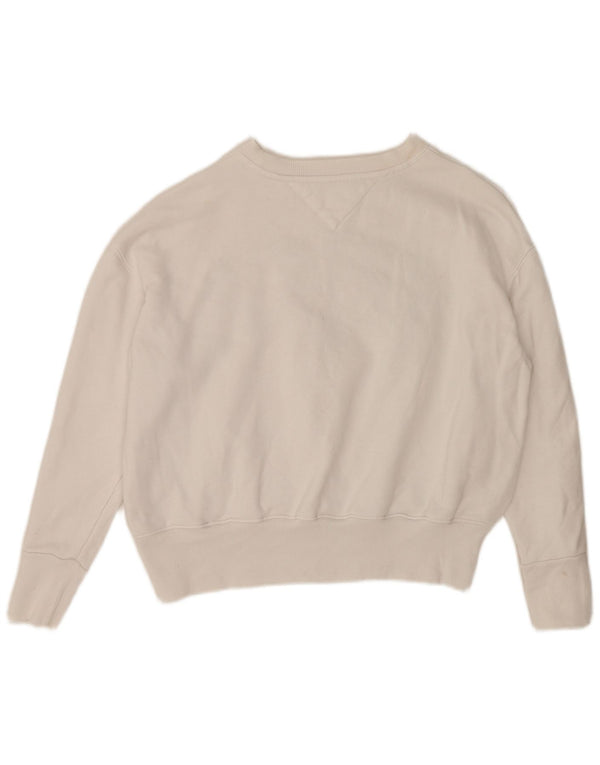 Tommy Hilfiger Dame Grafisk Loose Fit Sweatshirt Jumper UK 10 Small White