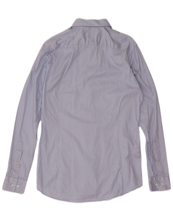 Hugo Boss Herre Slim Fit Skjorte Størrelse 38 15 Medium Blå Bomuld
