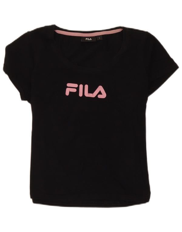 Fila piger grafisk t-shirt top 11-12 år stor sort bomuld