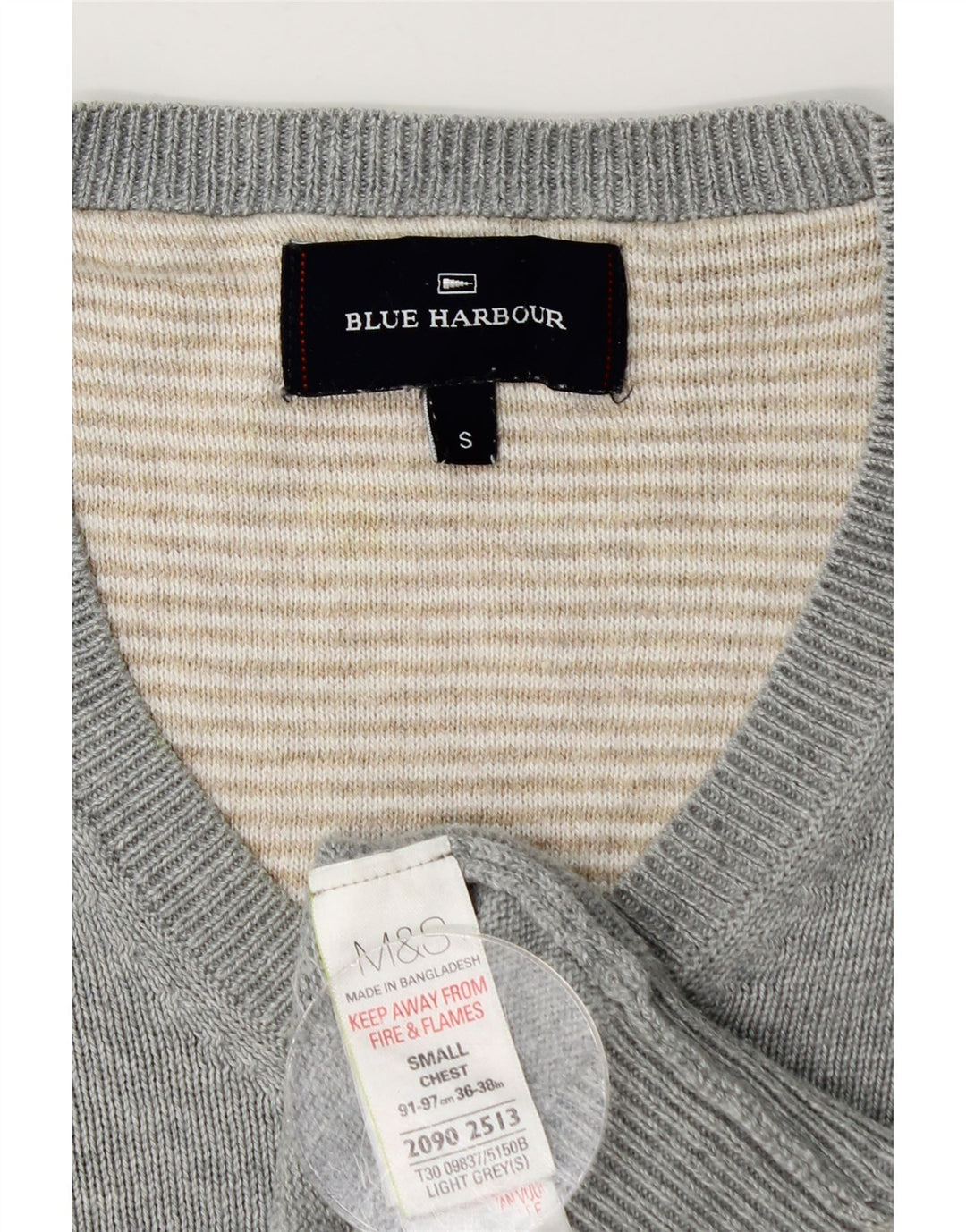 Marks & Spencer Herre Blue Harbor V-hals sweater lille grå bomuld