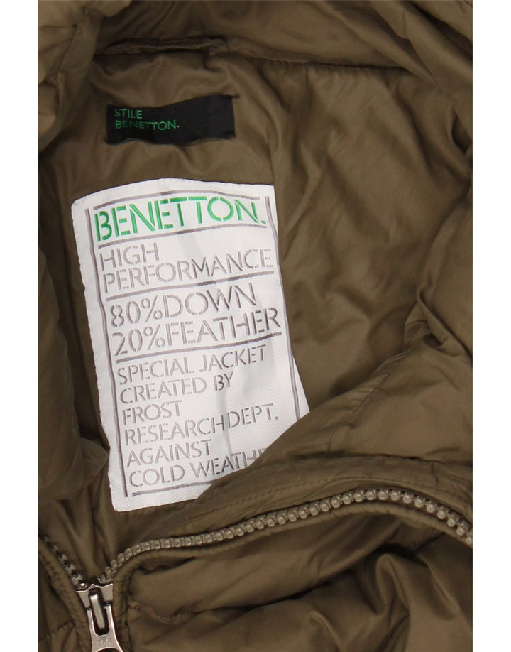 Benetton Polstret hættejakke til kvinder UK 2 2XS Khaki