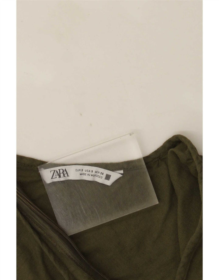 Zara Dame Ærmeløs Jumpsuit UK 10 Small Khaki