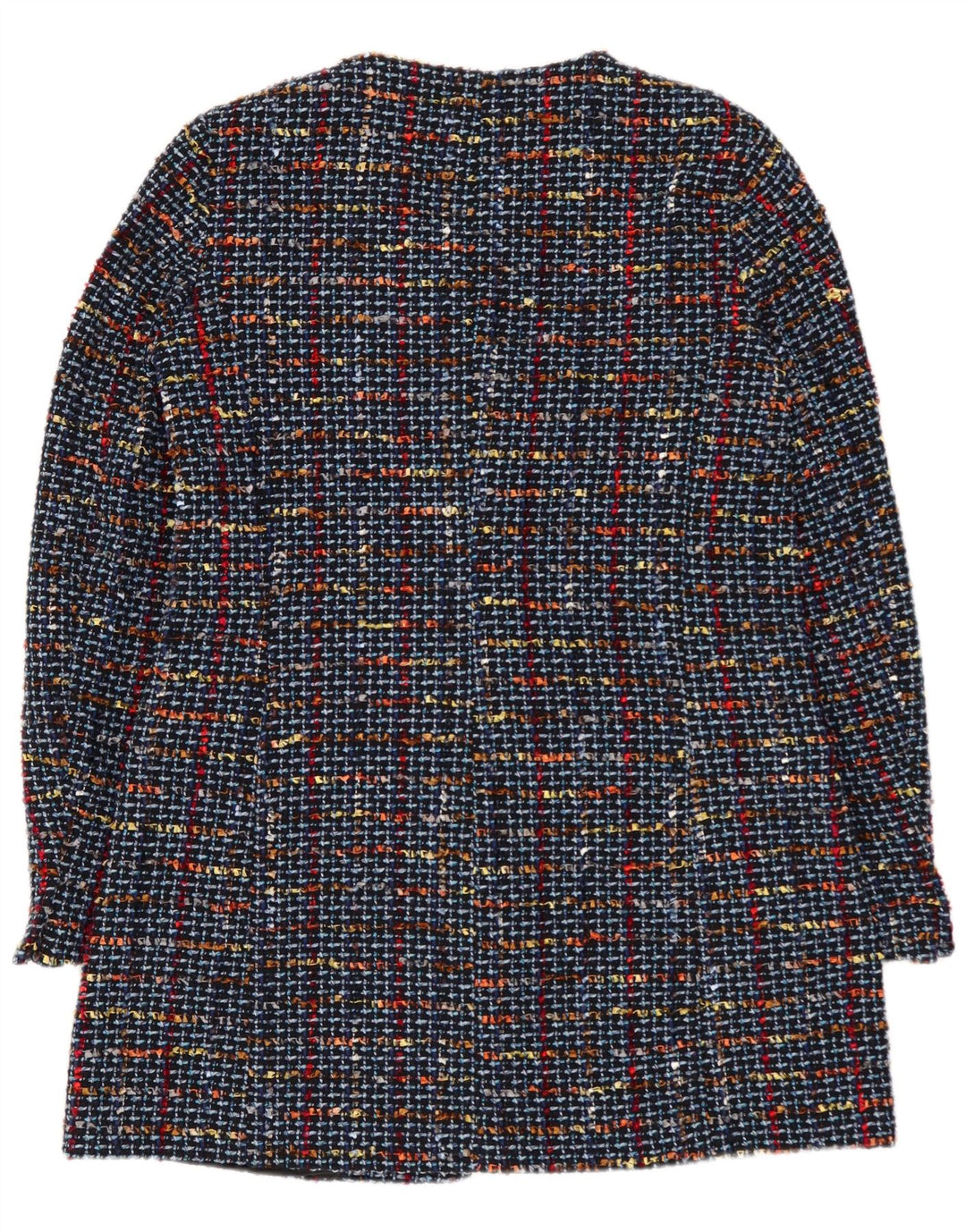 Zara Womens 3-knaps Longline Blazer Jacket UK 10 Small Navy Blue Flecked