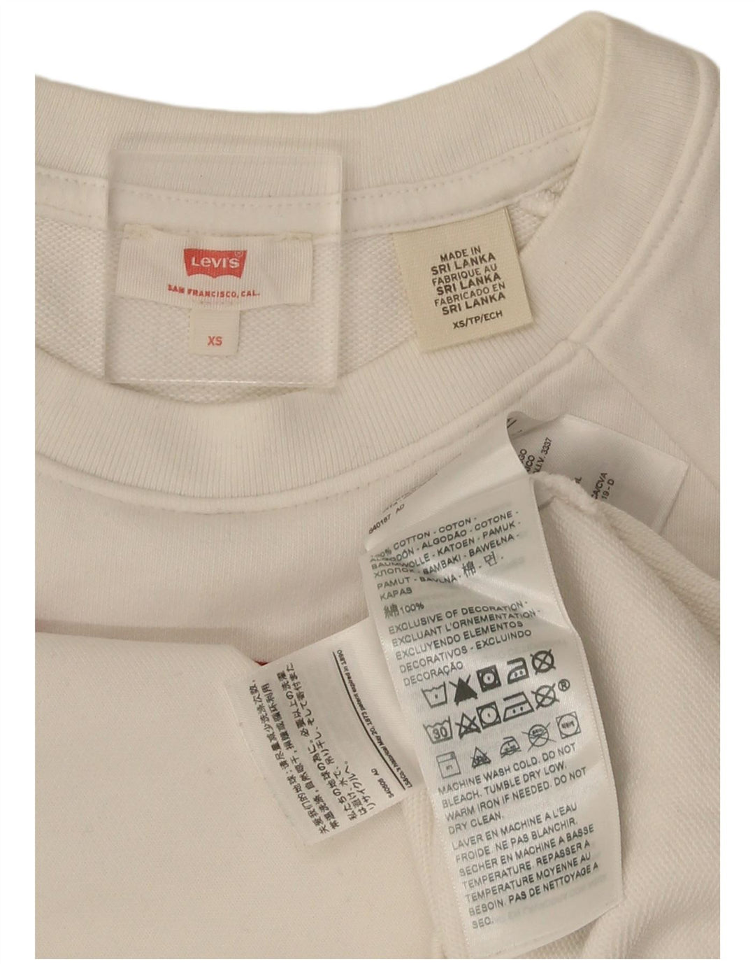 Levi's Dame grafisk oversize sweatshirt trøje UK 6 XS hvid bomuld