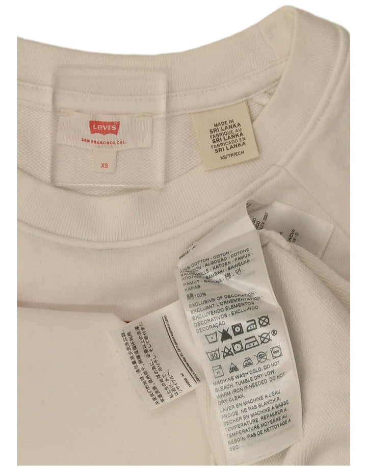 Levi's Dame grafisk oversize sweatshirt trøje UK 6 XS hvid bomuld
