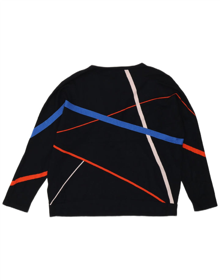 Fase otte dame sweater med rund hals DK 16 Stor sort geometrisk