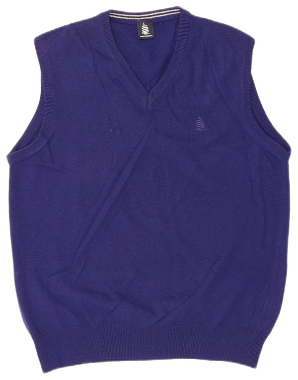 Marina Yachting Herrevest Tank Top Large Blue Virgin Wool