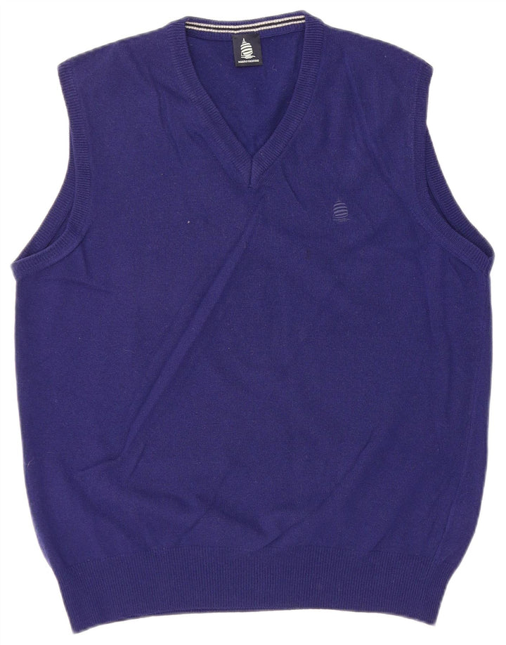 Marina Yachting Herrevest Tank Top Large Blue Virgin Wool