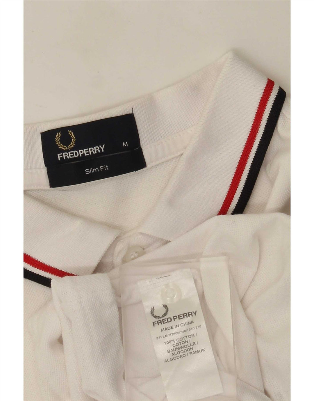 Fred Perry Herre Slim Fit Polo Shirt Medium White Bomuld