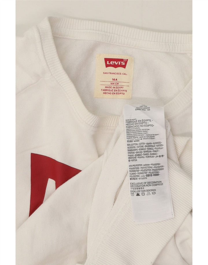 LEVI'S Boys Graphic Sweatshirt Jumper 15-16 Years White Cotton