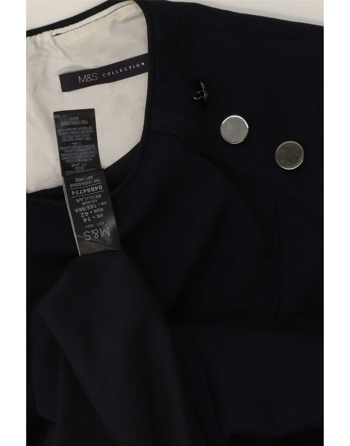 Marks & Spencer Womens Sheath Dress UK 14 Large Navy Blue Polyester