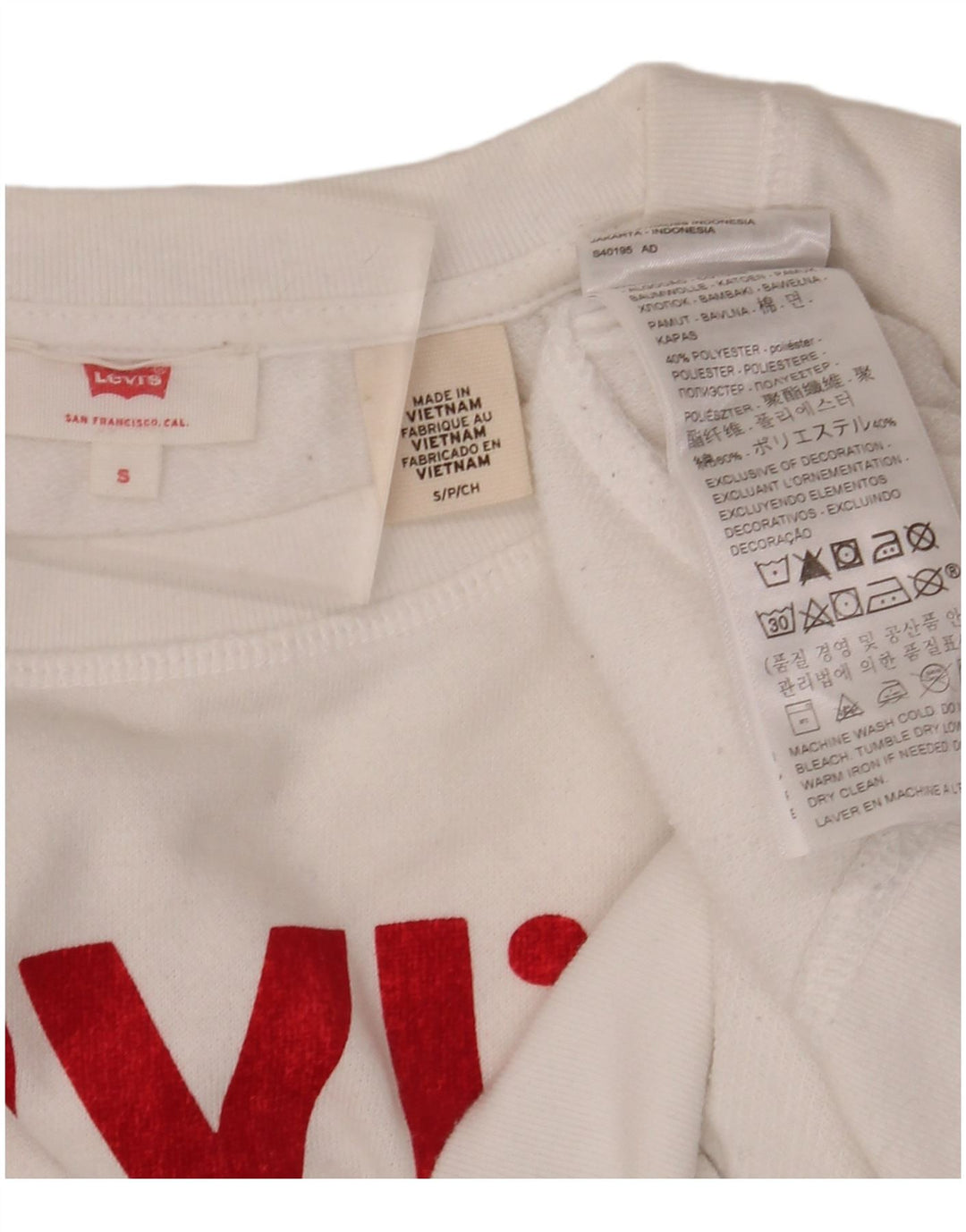 LEVI'S Dame Oversized Sweatshirt Jumper UK 10 Lille hvid bomuld