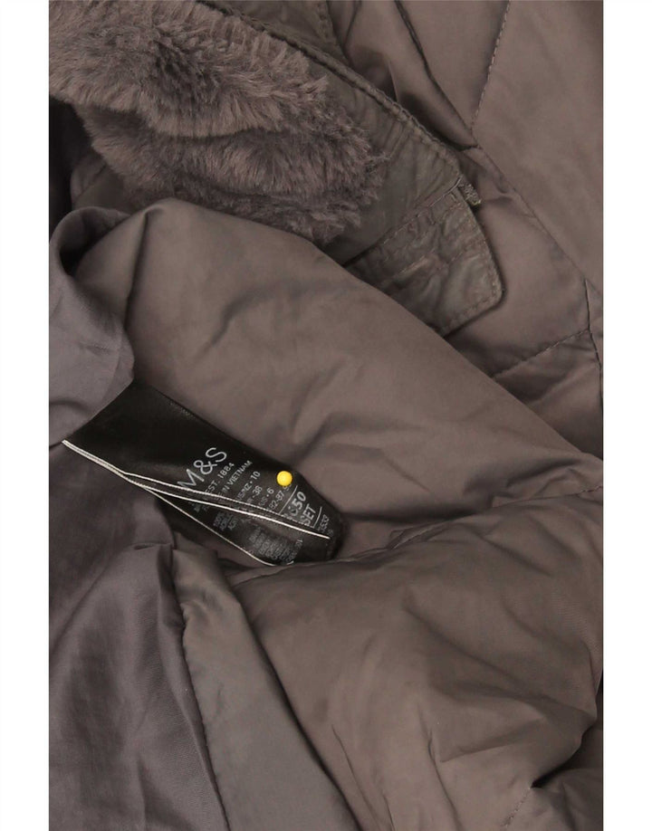 Marks & Spencer Dame Hætte Oversized Polstret Frakke UK 10 Small Grey