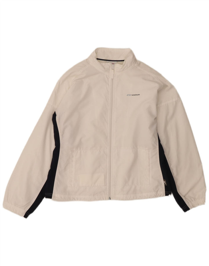 Reebok træningsdragt topjakke til kvinder UK 14 Large White Colourblock Polyester