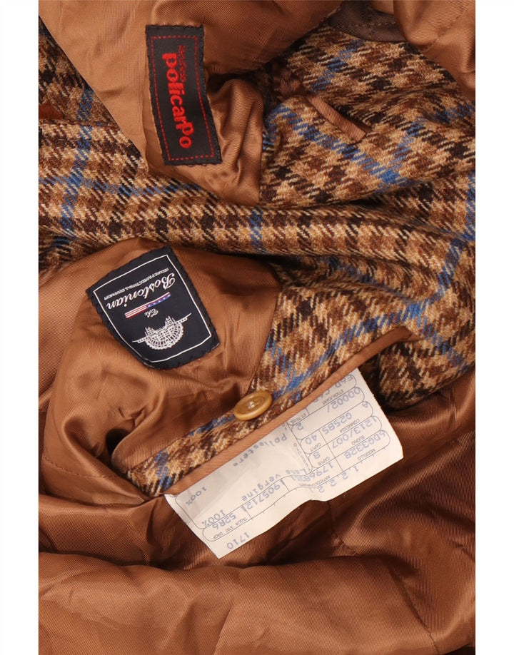 Bostonian Herre 3-knaps blazerjakke IT 52 XL Brun Houndstooth Uld