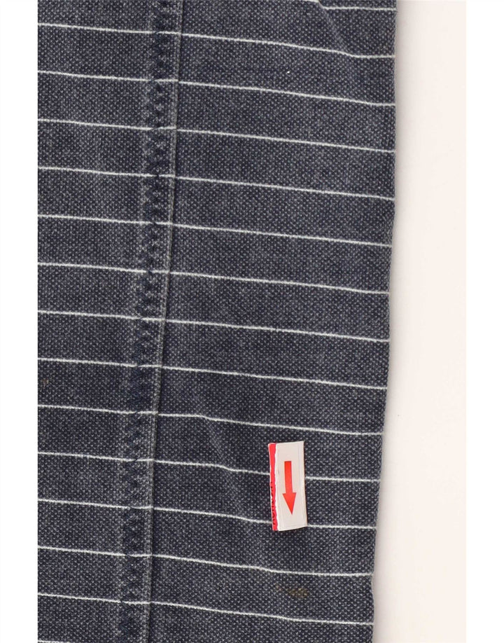 Fedt ansigt herre lynlås-hals sweater jumper mellem marineblå stribet bomuld