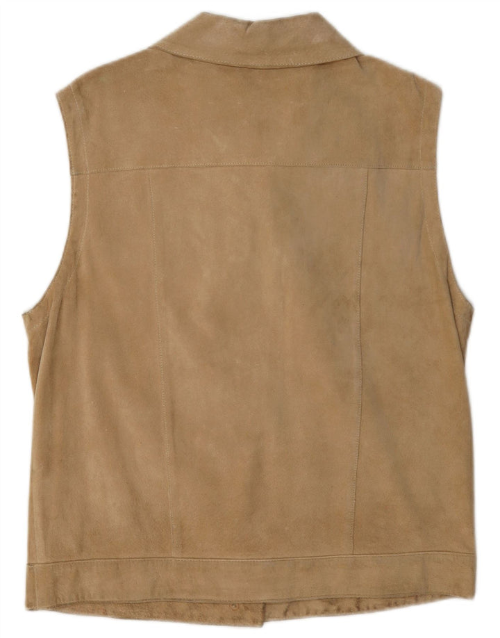 Vintage Dame Ruskind Gilet EU 40 Medium Beige Læder