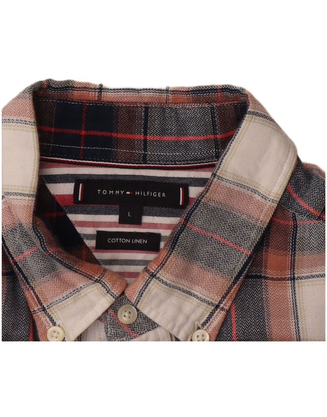 Tommy Hilfiger Herre flannelskjorte Stor flerfarvet ternet bomuld