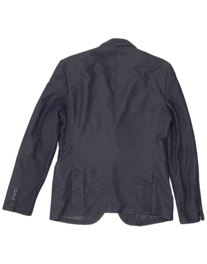 Zara Herre 2-knaps blazerjakke EU 52 Stor marineblå polyester